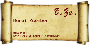 Berei Zsombor névjegykártya